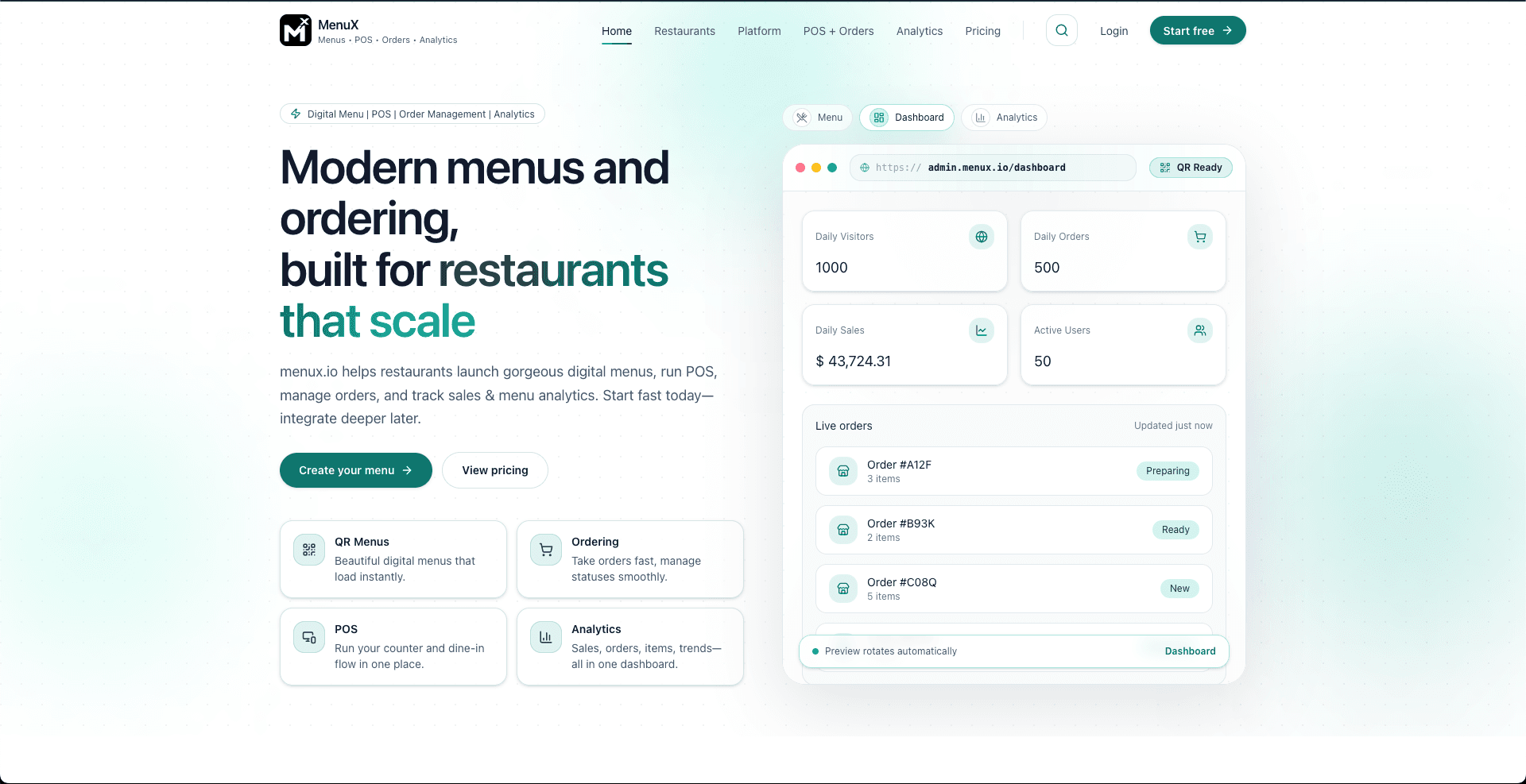 Menux — All-in-one restaurant manager screenshot 1