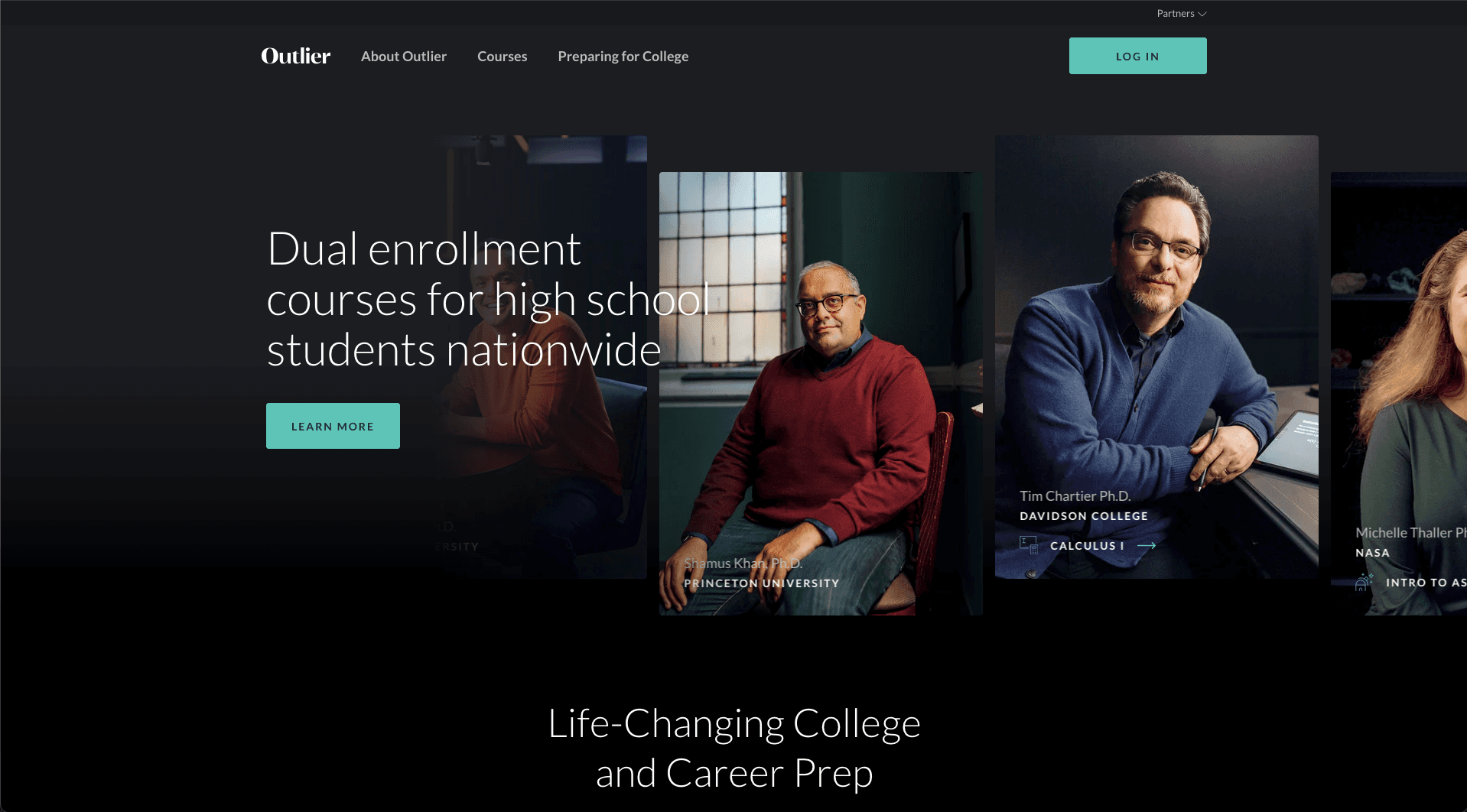 Outlier marketing landing site screenshot 1