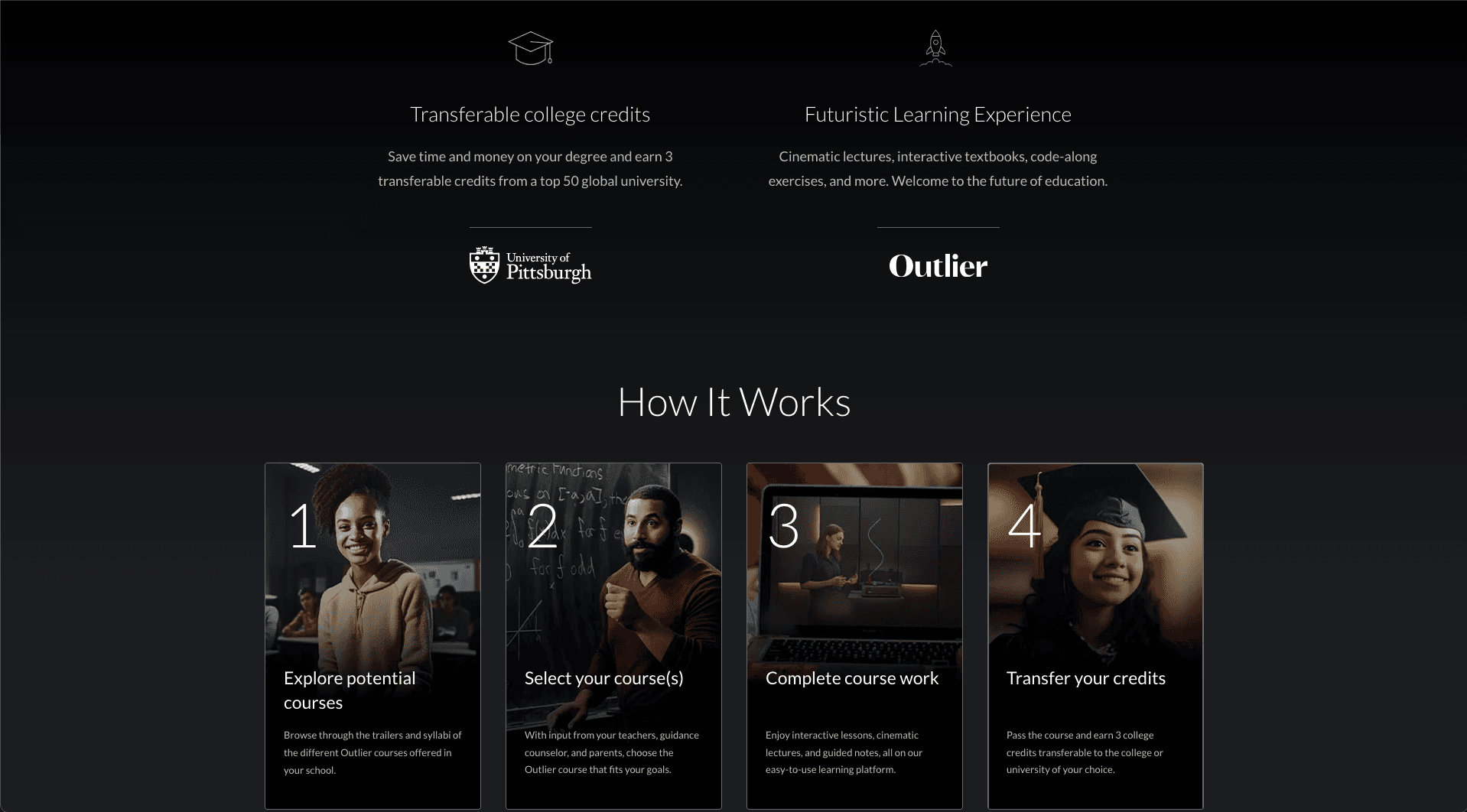 Outlier marketing landing site screenshot 2