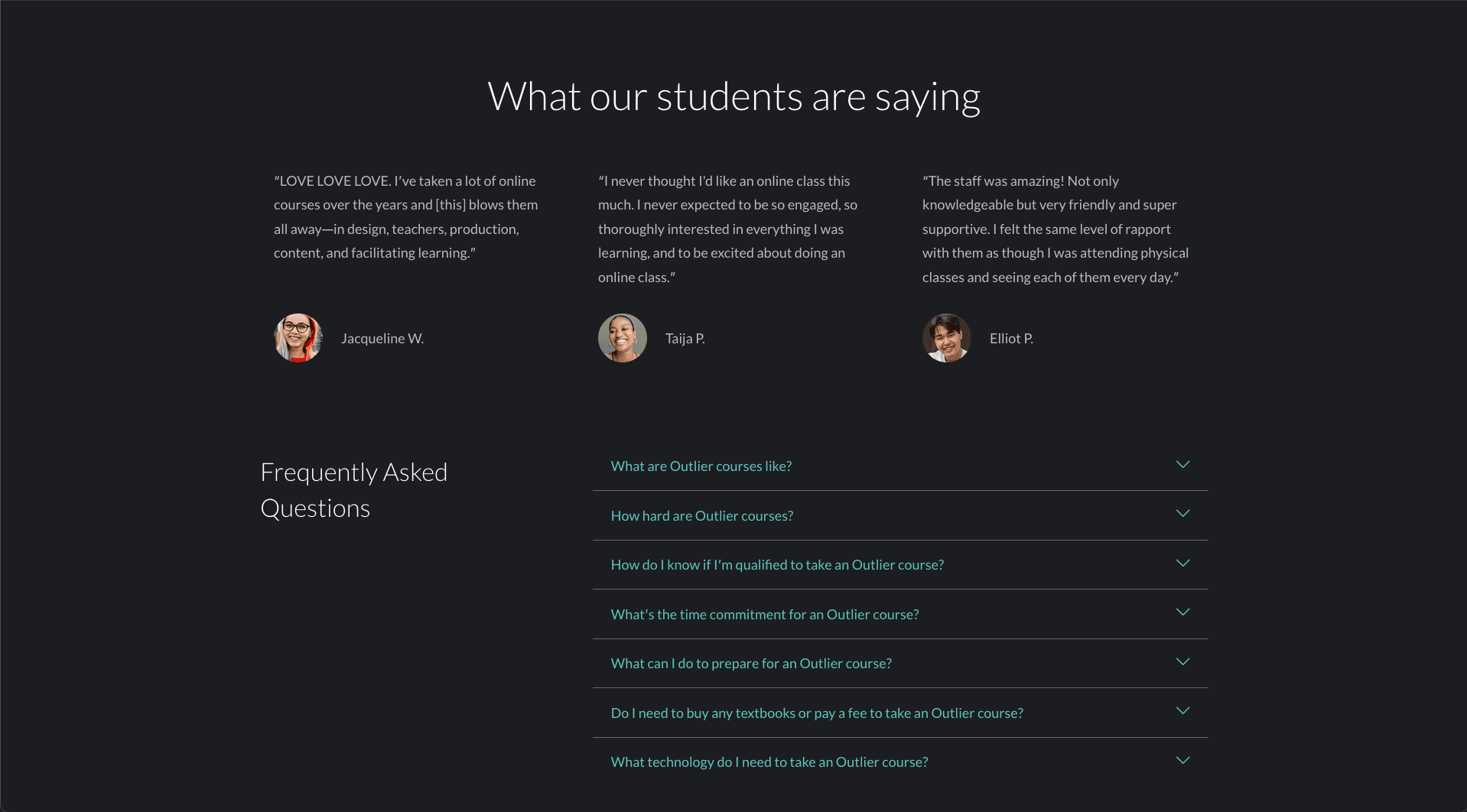 Outlier marketing landing site screenshot 3