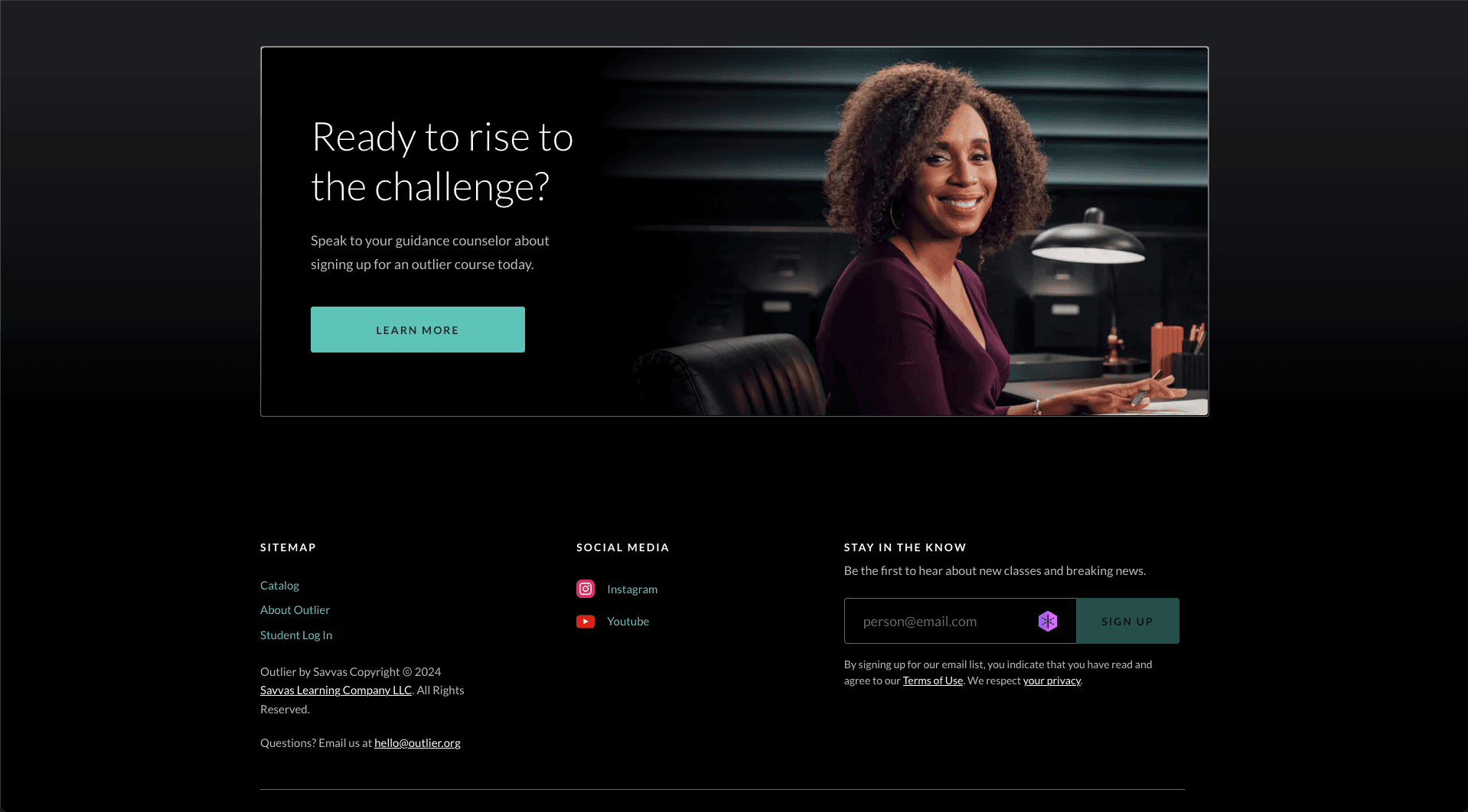 Outlier marketing landing site screenshot 4