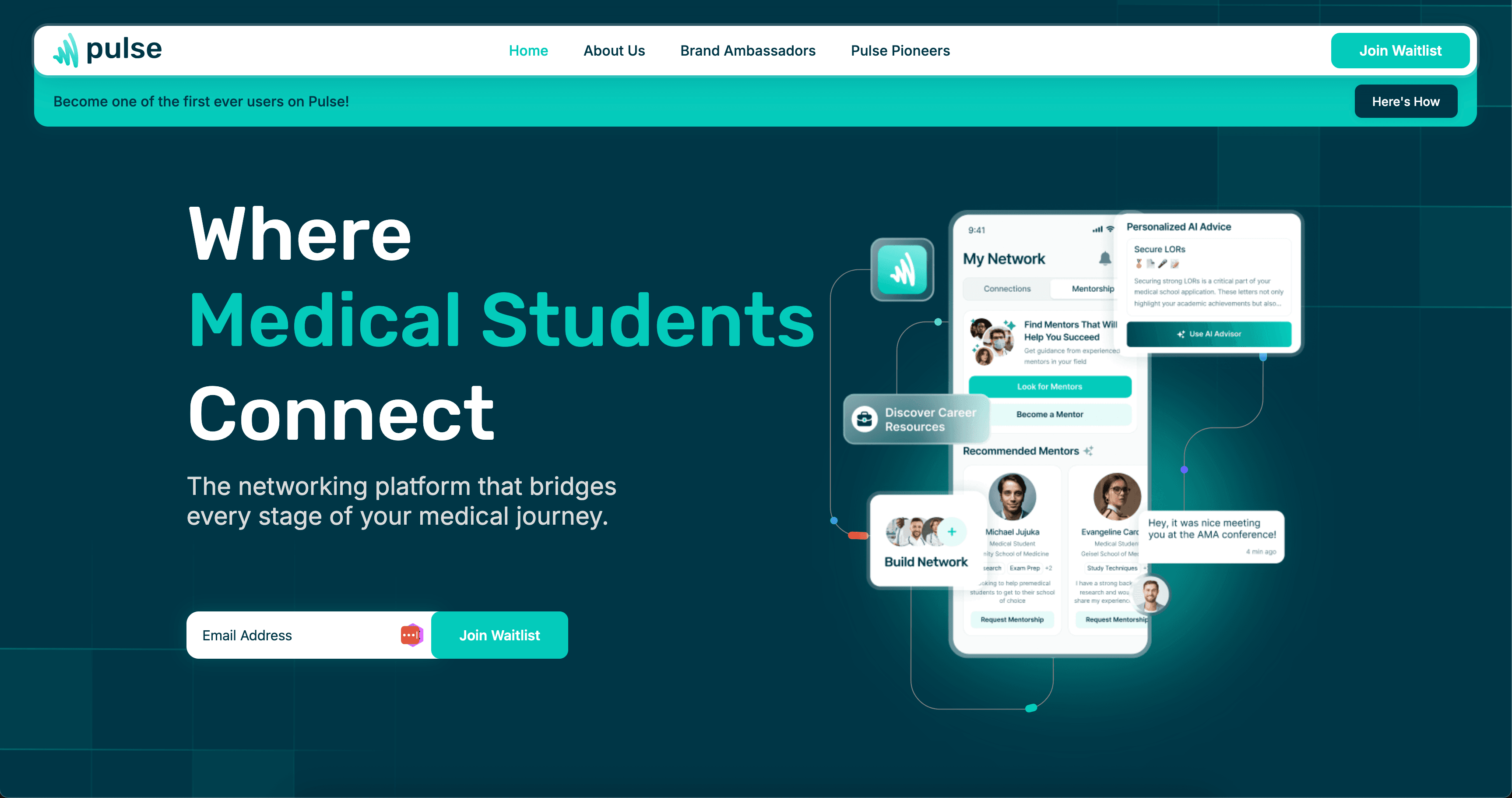 Pulse — Healthcare platform landing page screenshot 1