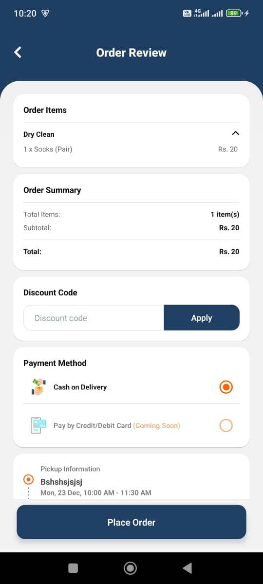 Klenit mobile app, interface screen 14