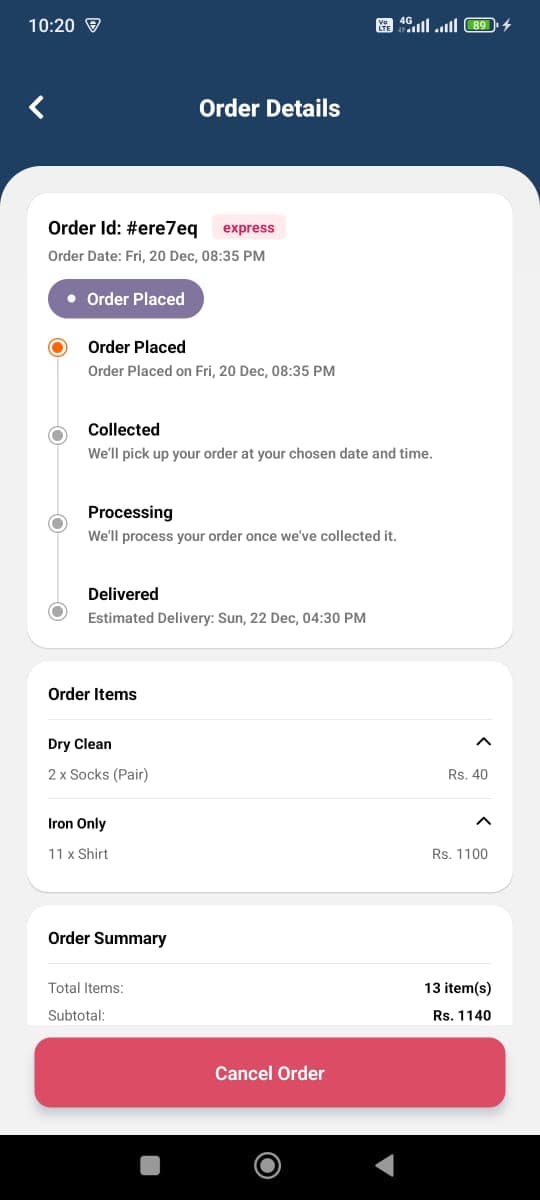 Klenit mobile app, interface screen 17