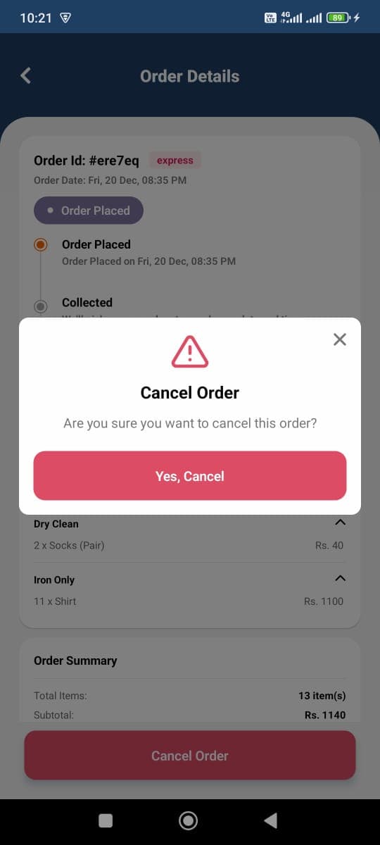 Klenit mobile app, interface screen 18