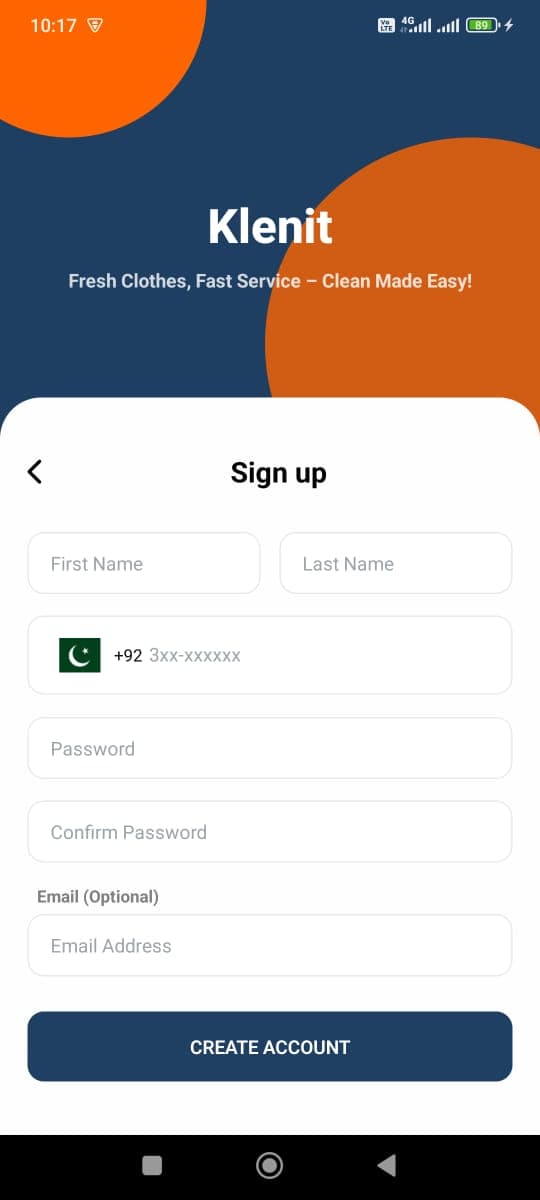 Klenit mobile app, interface screen 2