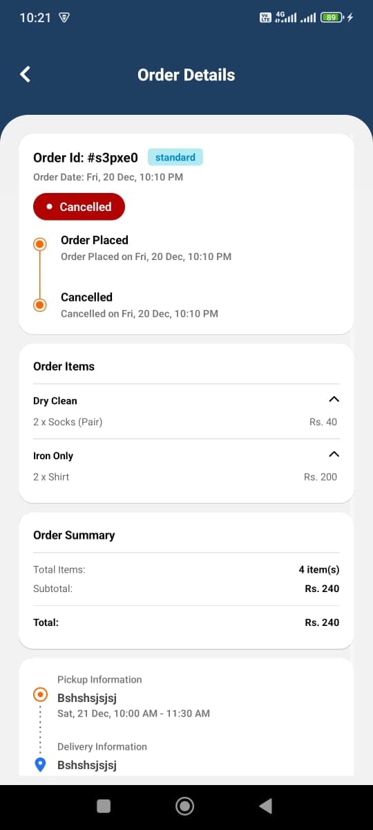Klenit mobile app, interface screen 22