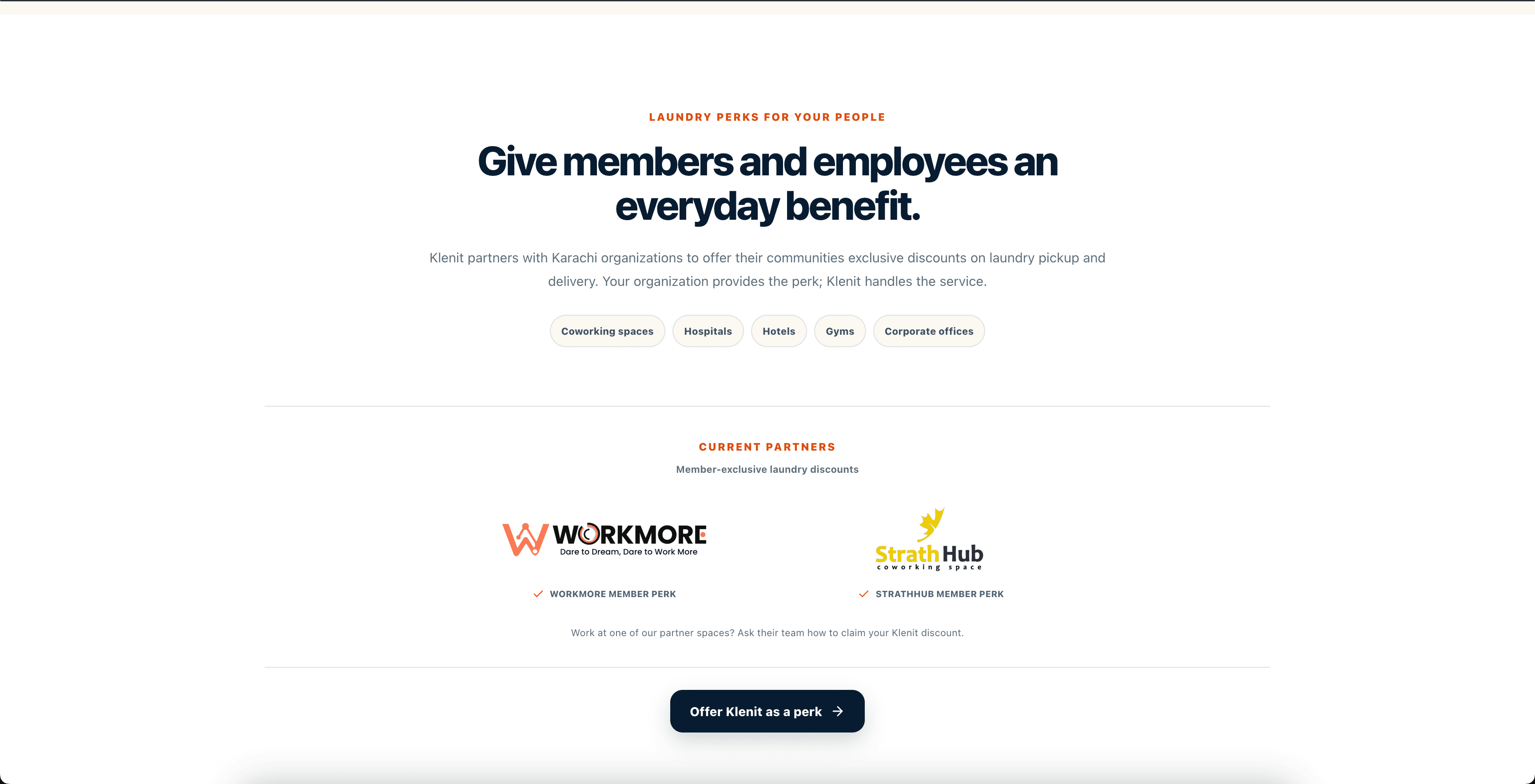 Klenit marketing landing site, interface screen 3