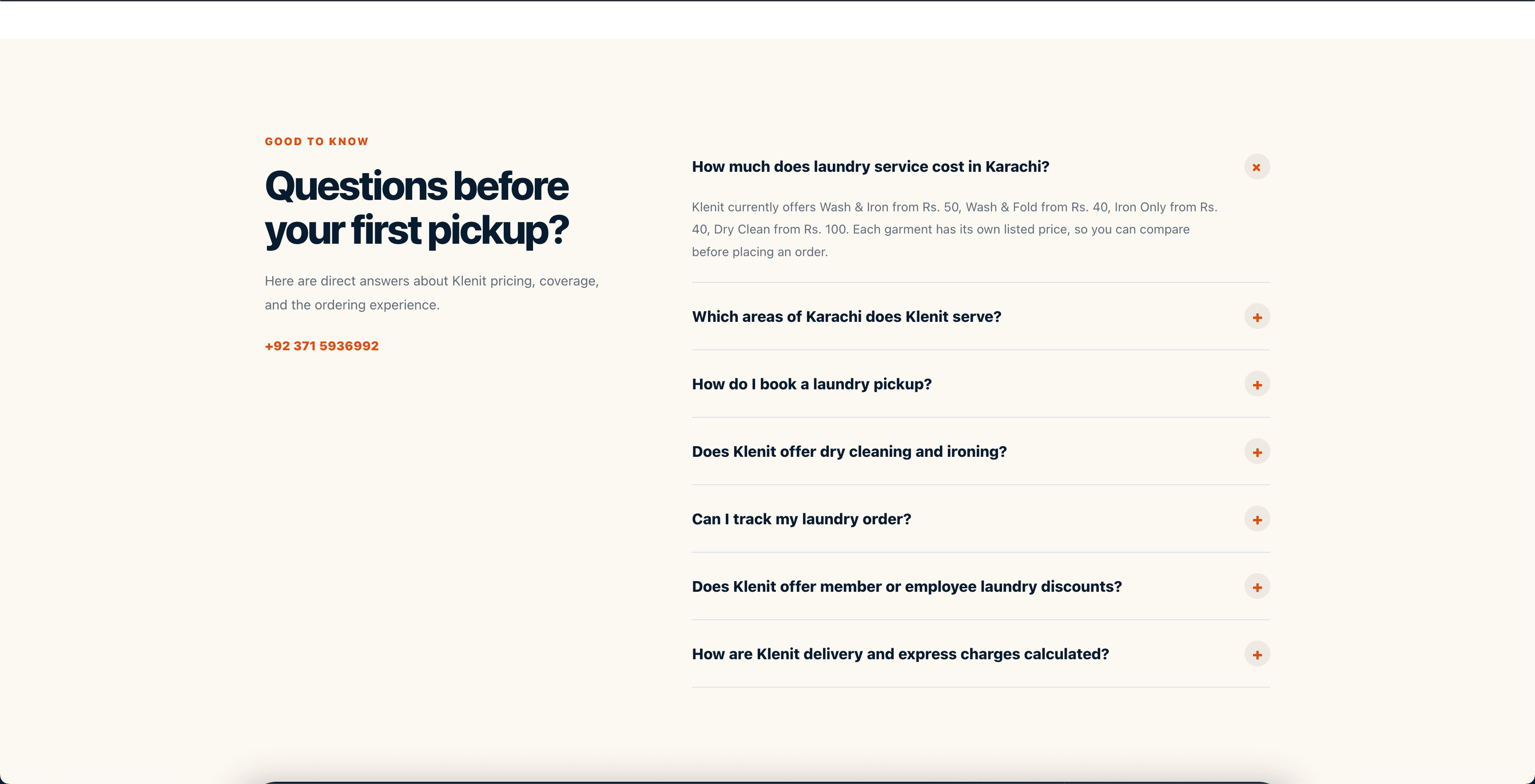 Klenit marketing landing site, interface screen 5