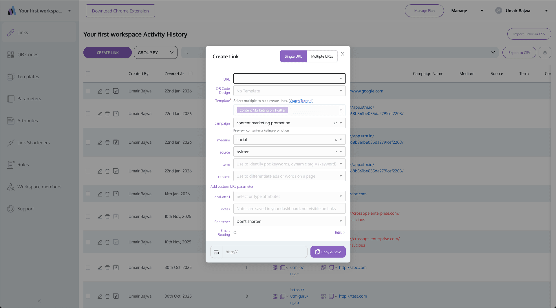 UTM.io web app, interface screen 3