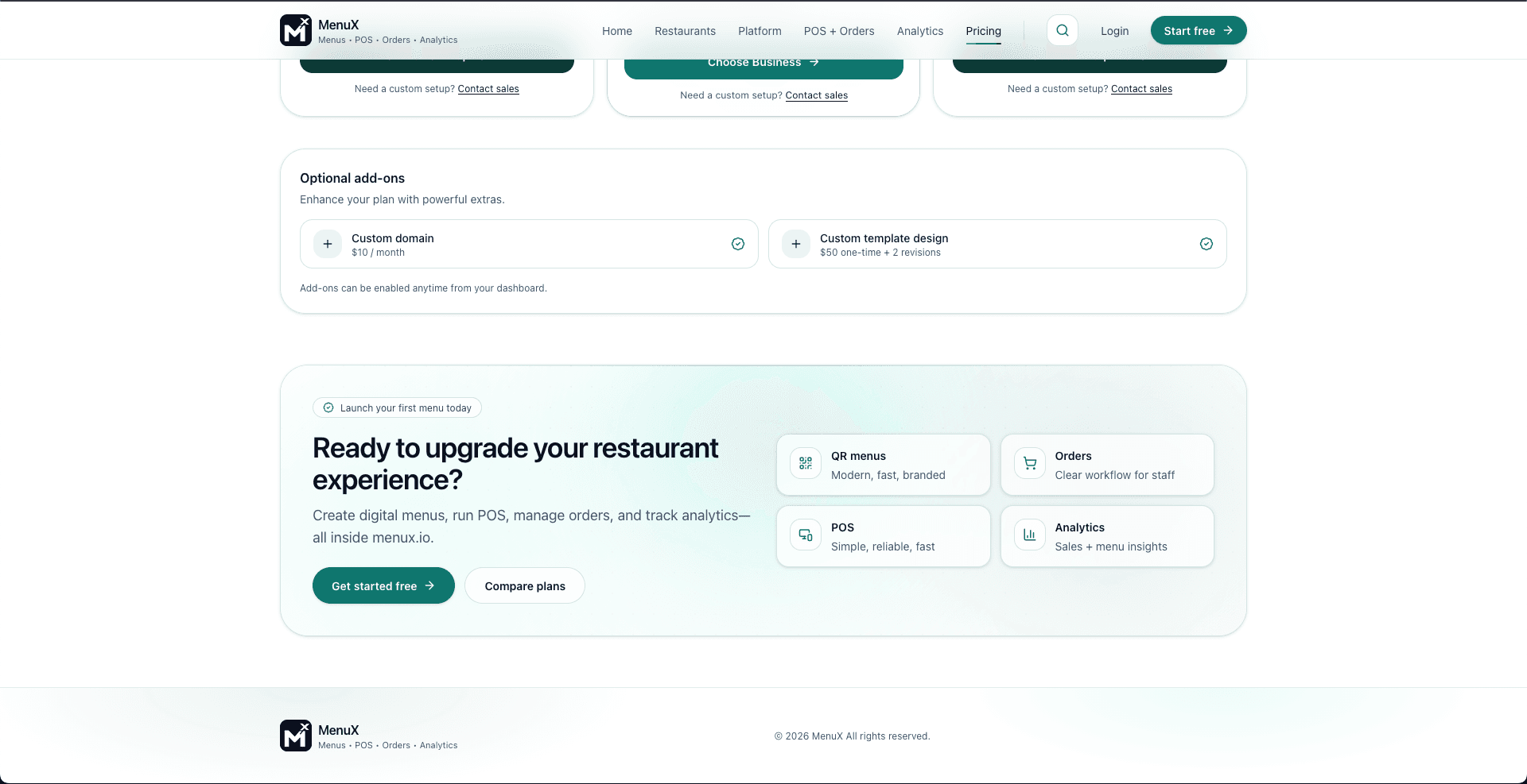 MenuX web app, interface screen 7