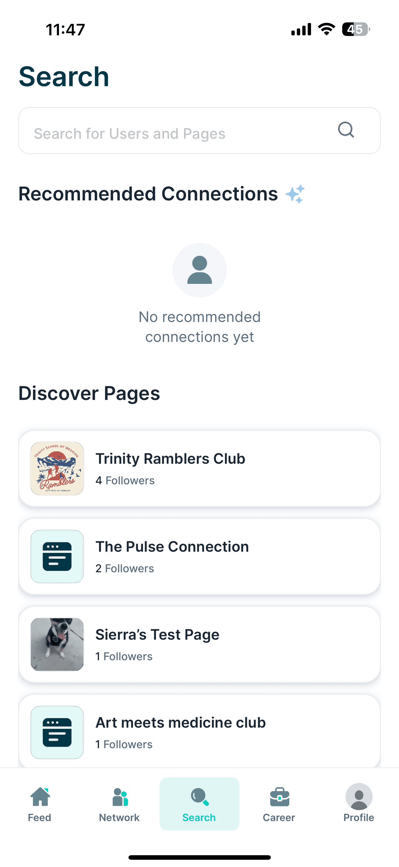 Pulse mobile app, interface screen 11