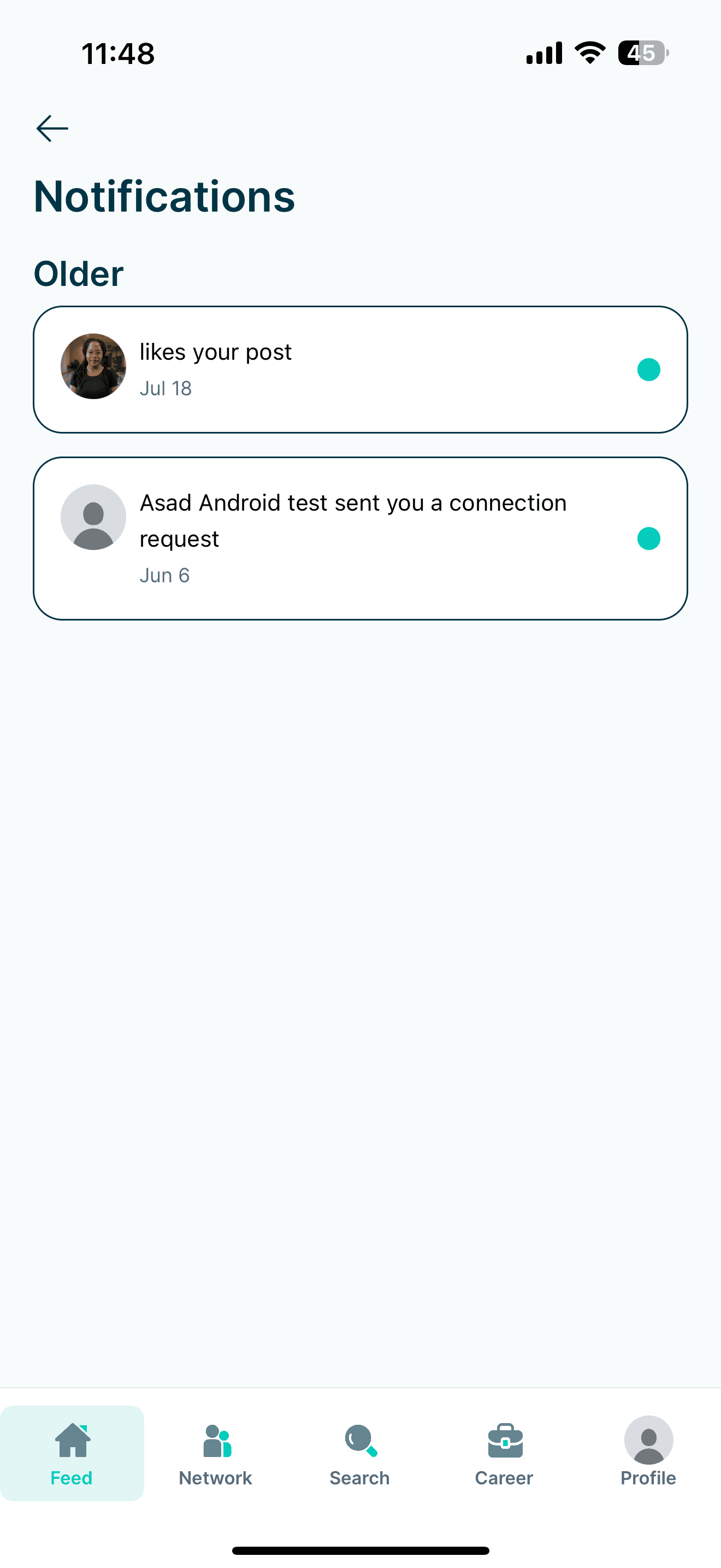 Pulse mobile app, interface screen 17