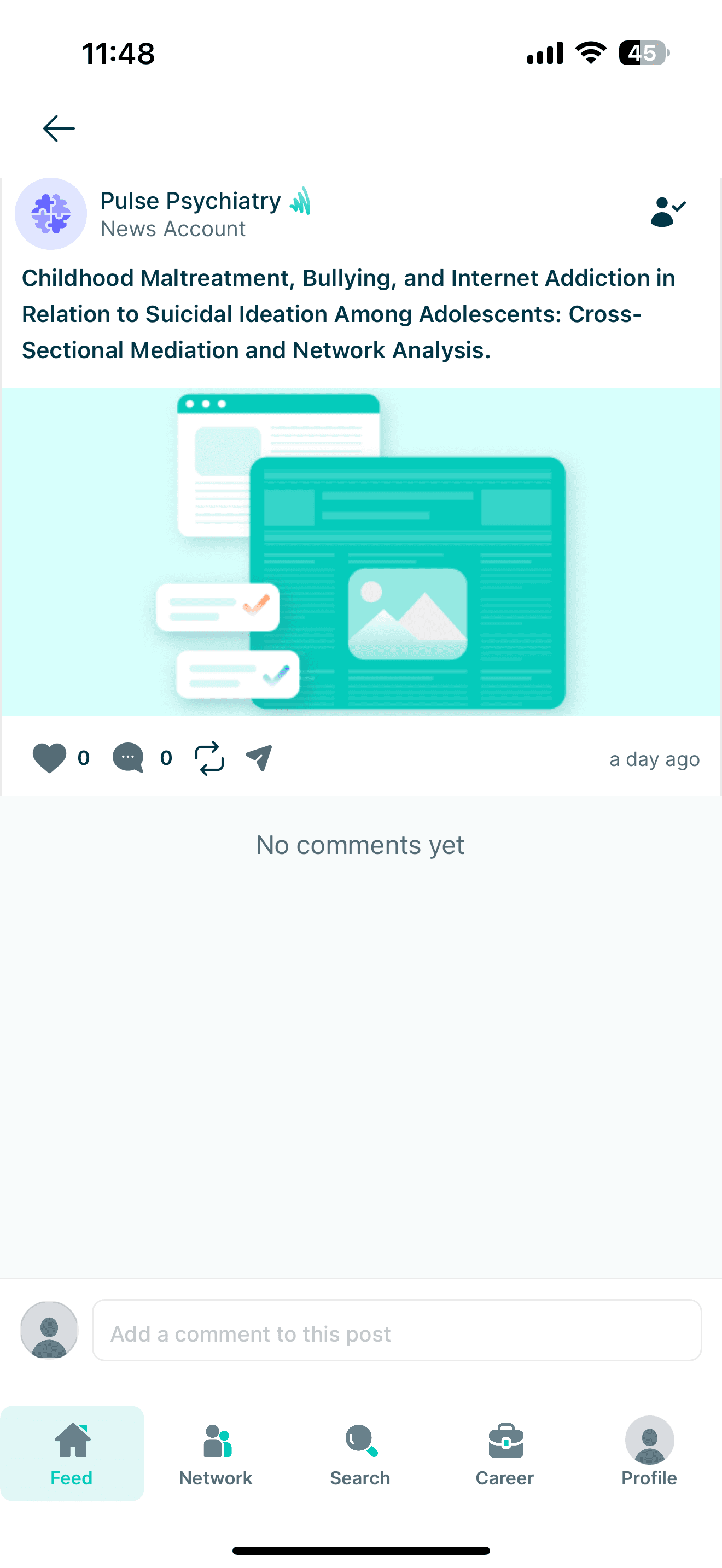 Pulse mobile app, interface screen 18