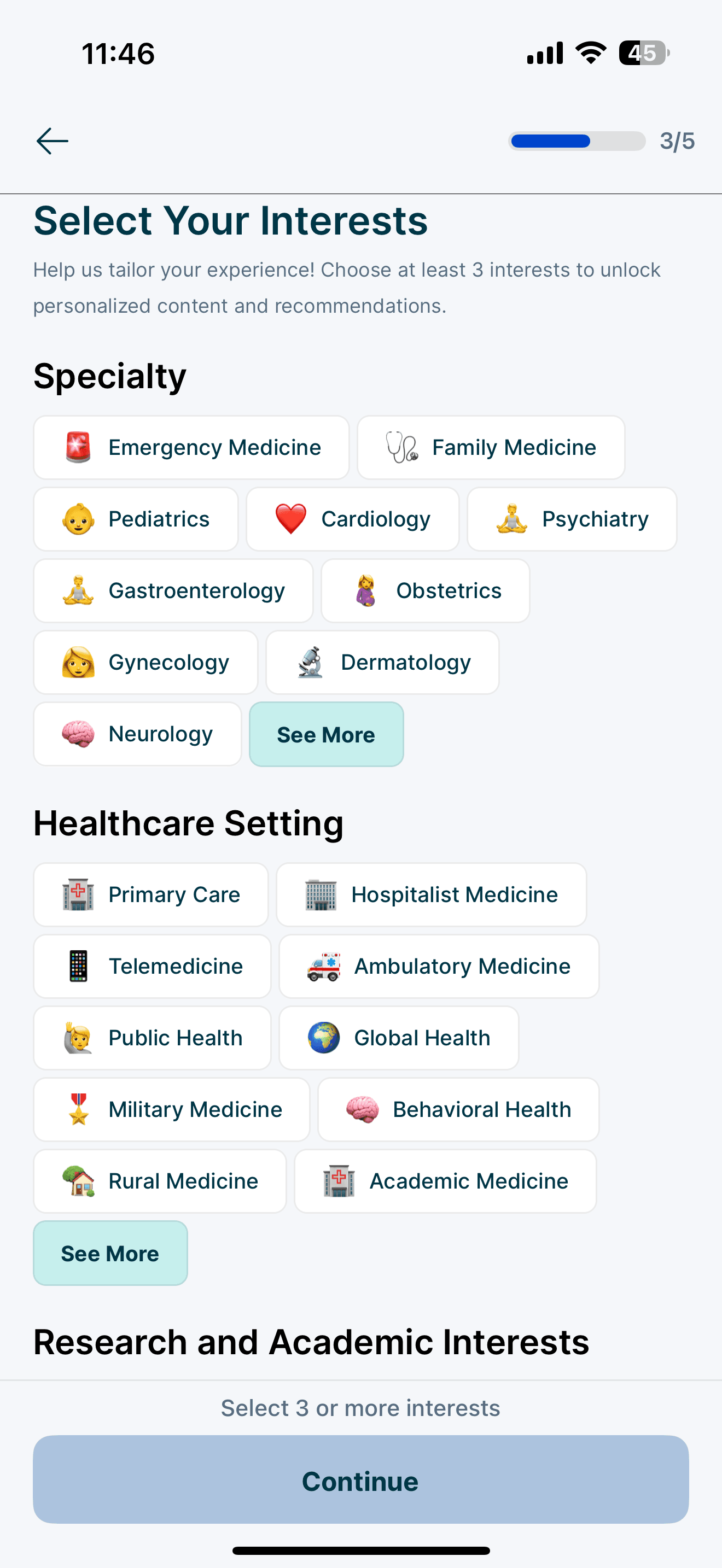 Pulse mobile app, interface screen 4